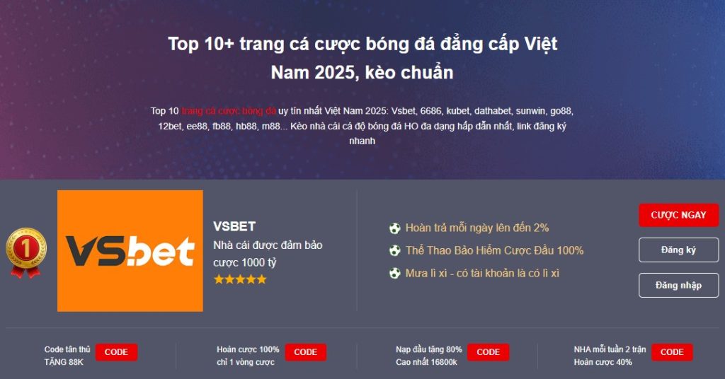 Vsbet được cộng đồng đánh giá là nhà cái có nhiều khuyến mãi hấp dẫn Vsbet được cộng đồng đánh giá là nhà cái có nhiều khuyến mãi hấp dẫn